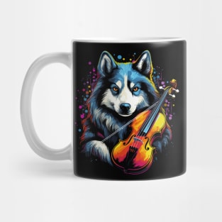 Siberian Husky Playing Violin Mug